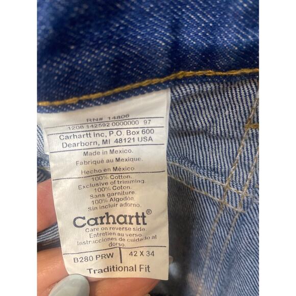Carhartt Traditional Fit Straight Leg Jeans Med Wash Men's 42x34 - Picture 3 of 5